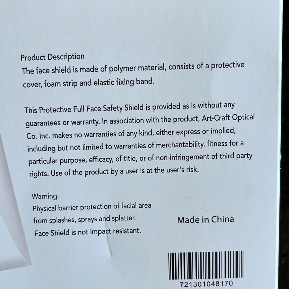 Face Shields Masks New in Box set of 4